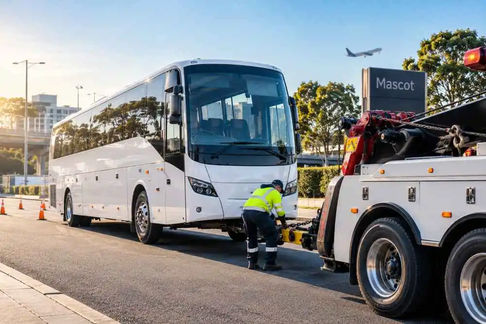 Bus towing Mascot